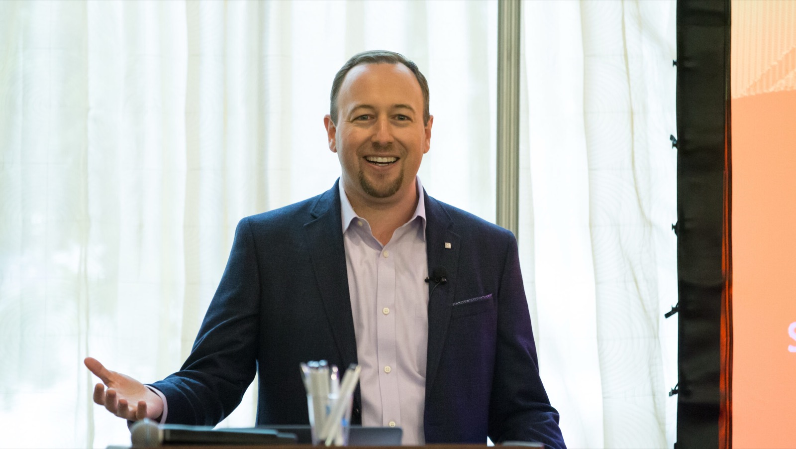 Robert Farrington speaking at a conference
